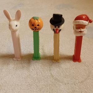 Vintage Pez Containers, Holiday Themed Bundle-Easter, Halloween, Snowman, Santa